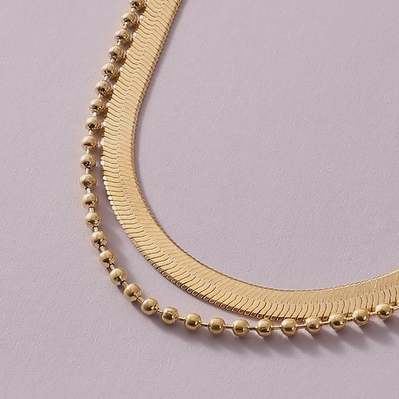 HuaTang Vintage Simple Gold Snake Chains Choker Necklace for Women Metal Bead Double Layer Clavicle Chain Ladies Party Jewelry
HuaTang Vintage Simple Gold Snake Chains Choker Necklace for Women Metal Bead Double Layer Clavicle Chain Ladies Party Jewelry