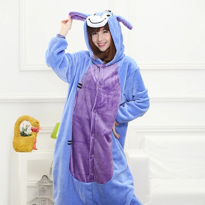 

Animal Donkey Pajamas Kigurumi Adult Pyjama Family Pajama Sets Women Men Winter Flannel Hoodie Mom Daughter Onesies Sleepwear