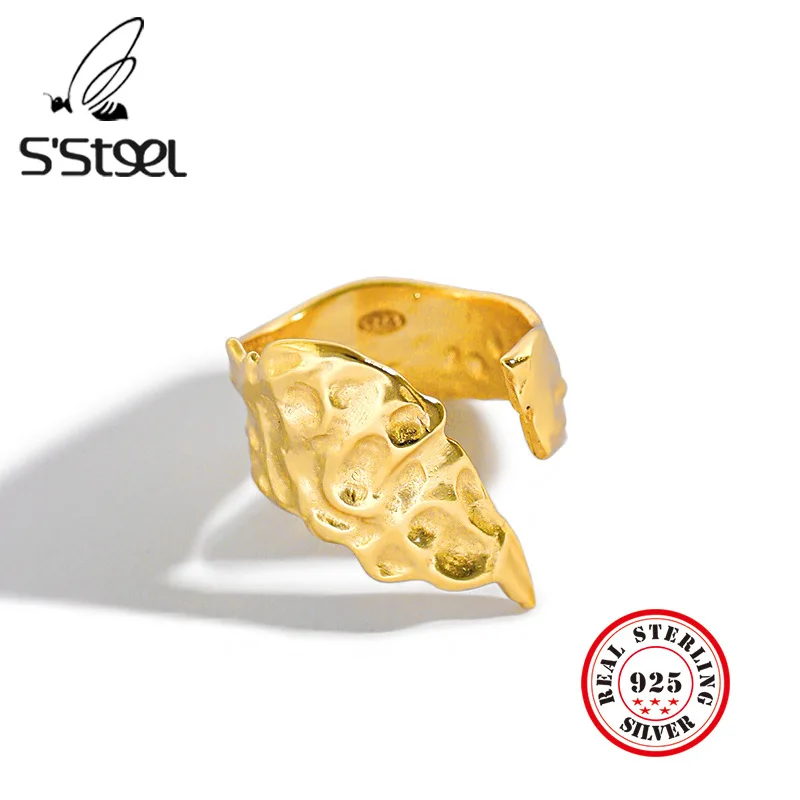 S'STEEL Irregular Rings 925 Sterling Silver For Women Korean Feather Open Personalized Gold Ring Bague Femme Argent 925 Jewelry
S'STEEL Irregular Rings 925 Sterling Silver For Women Korean Feather Open Personalized Gold Ring Bague Femme Argent 925 Jewelry