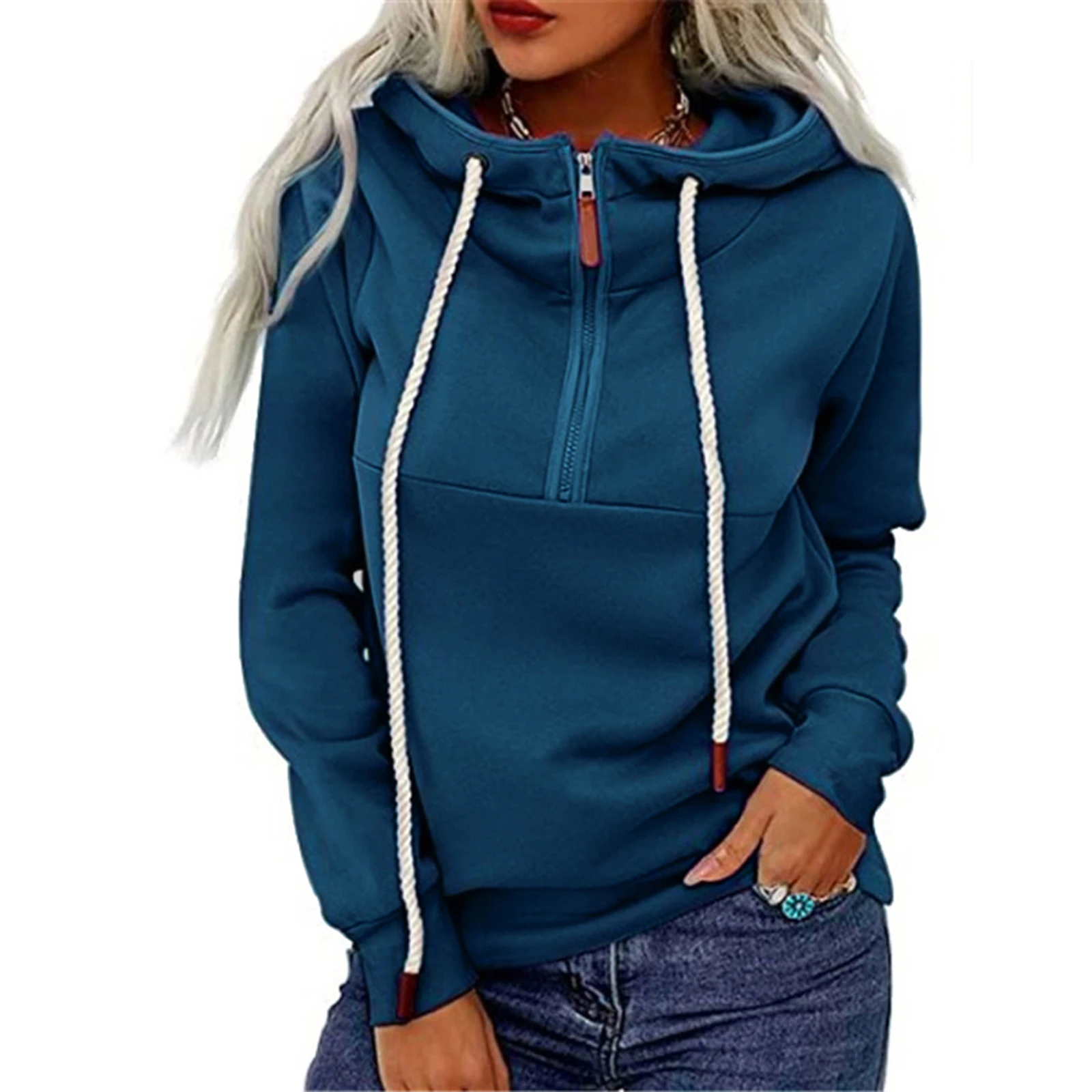 wsevypo Autumn Winter Zip Up Hoodies Casual Solid Color Long Sleeve Pullover Tops Plus Size Women's Plain Sweatshirts Warm Tops
wsevypo Autumn Winter Zip Up Hoodies Casual Solid Color Long Sleeve Pullover Tops Plus Size Women's Plain Sweatshirts Warm Tops