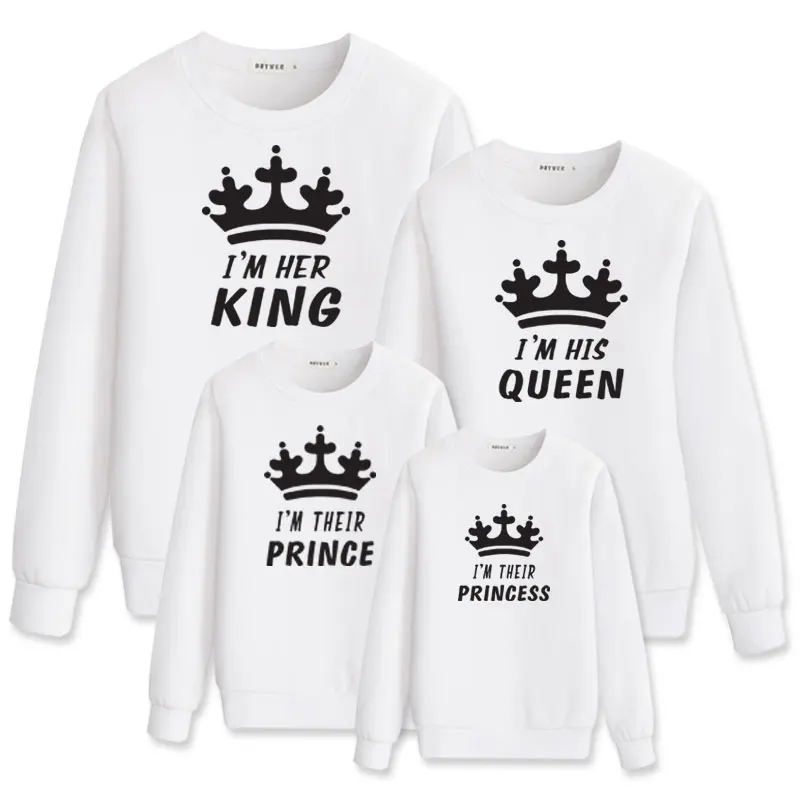 Одинаковые толстовки king queen prince для всей семьи одежда мамы и дочери наряды Отца