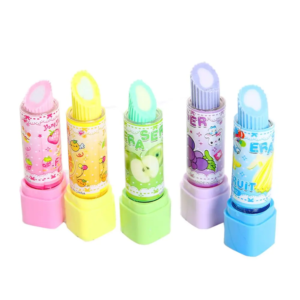 1PC Kids Creative Lipstick Rotary Rubber Eraser Kawaii Stationery Student Prize Children Gift Office School Supplies - купить по