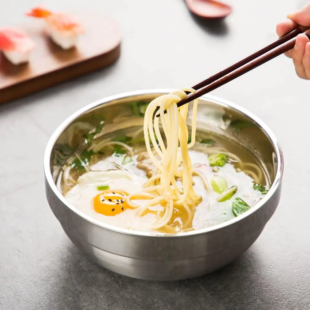 20CM Stainless Steel Soup Bowl Creative Thickening Deepening Rice Salad Bowl Household Double Anti-scalding Noodles Bowls
20CM Stainless Steel Soup Bowl Creative Thickening Deepening Rice Salad Bowl Household Double Anti-scalding Noodles Bowls