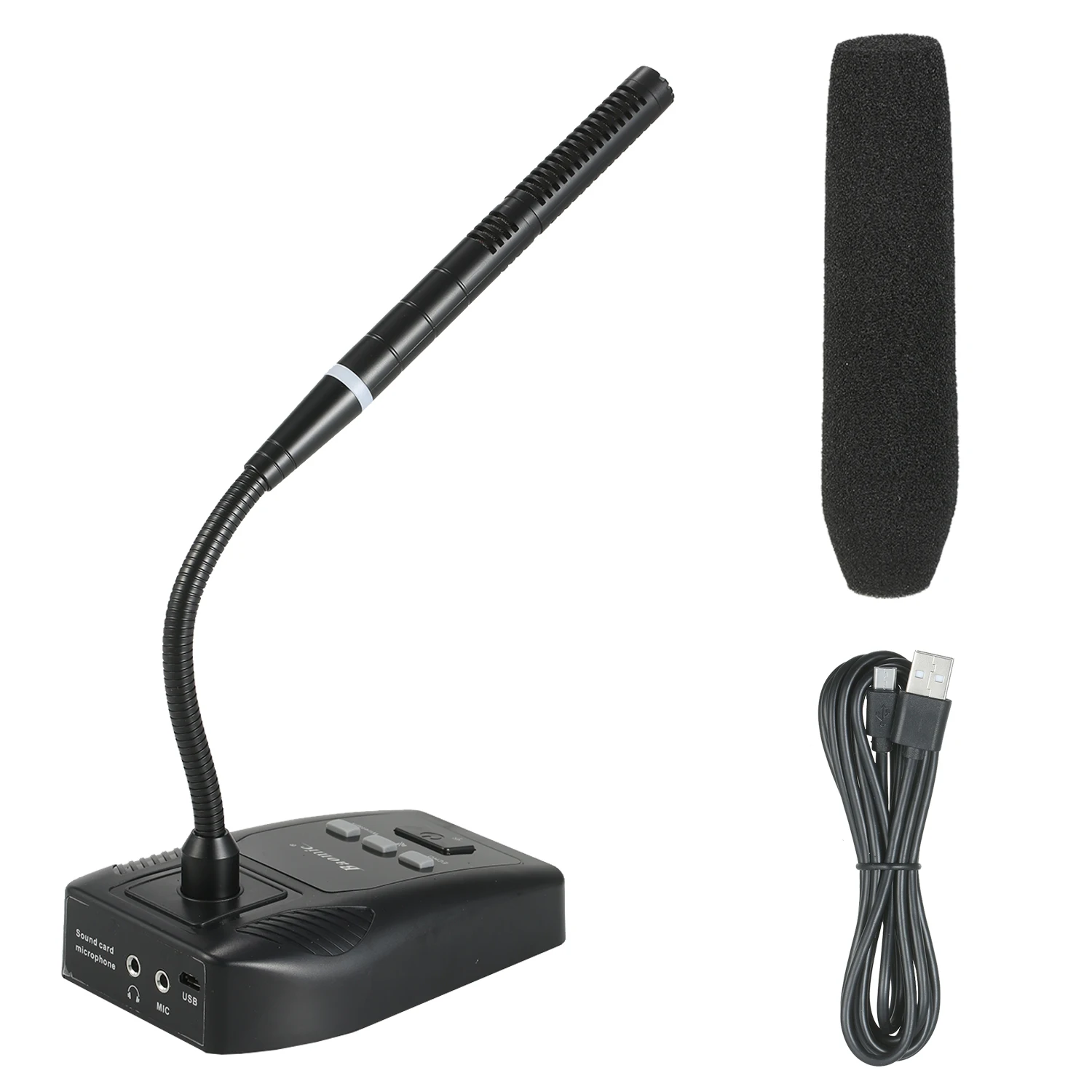 Baomic USB Computer Microphone Plug and Play Desktop Goose Neck Microphone with Mute Button Cardioid Condenser with Sound Card
Baomic USB Computer Microphone Plug and Play Desktop Goose Neck Microphone with Mute Button Cardioid Condenser with Sound Card