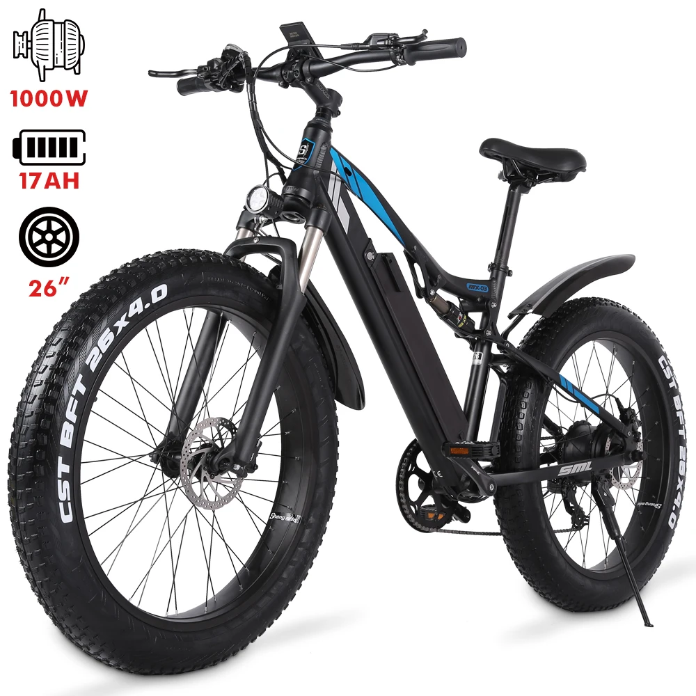 Shengmilo MX03 4 0 электрический велосипед с толстыми шинами 1000 Вт мужской