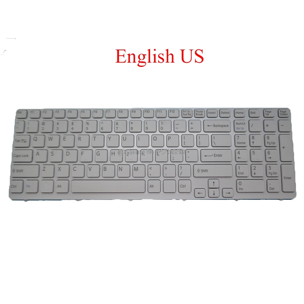 

Laptop US Keyboard For SONY For VAIO SVE15 Series MP-11K73US-920W English US white with frame new