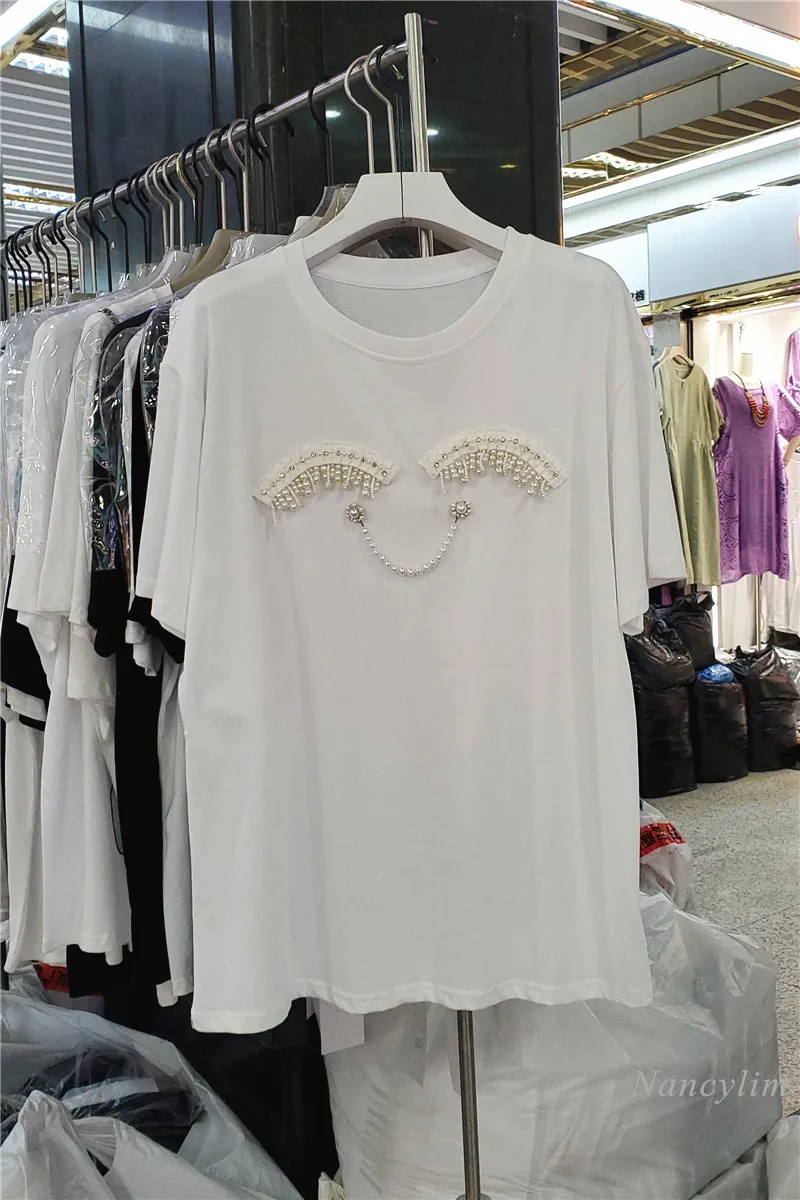Tshirt Women 2021 Summer New Korean Style Simple Loose All-Match Pearl Decorative Round Neck Short Sleeve T-shirts Top
Tshirt Women 2021 Summer New Korean Style Simple Loose All-Match Pearl Decorative Round Neck Short Sleeve T-shirts Top