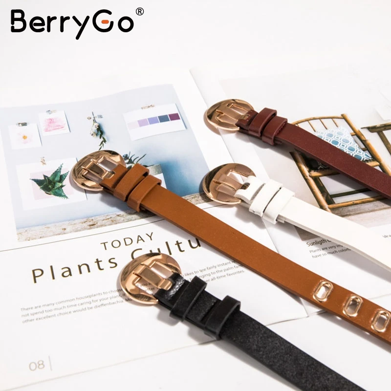 Женский пояс для брюк BerryGo однотонный облегающий кожаный широкий Повседневный
