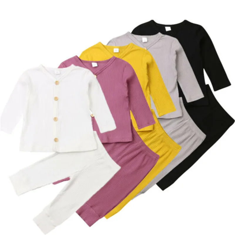 Трикотажный Хлопковый комплект одежды для маленьких девочек и мальчиков, с длинным рукавом 
Трикотажный Хлопковый комплект одежды для маленьких девочек и мальчиков, с длинным рукавом