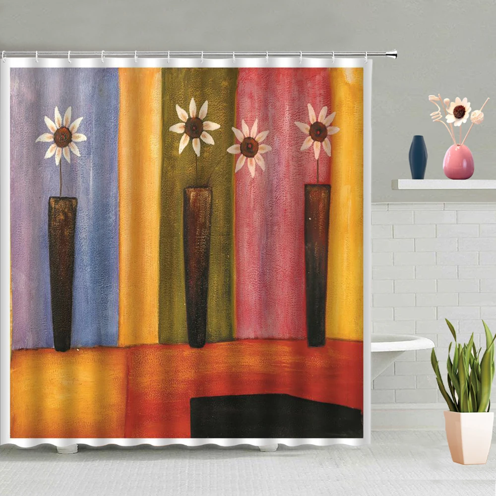 Oil Painting Flower Shower Curtain Sunflower Plant Floral Printed Curtains Bath Screen Waterproof Bathroom Decoration Hook Set
Oil Painting Flower Shower Curtain Sunflower Plant Floral Printed Curtains Bath Screen Waterproof Bathroom Decoration Hook Set