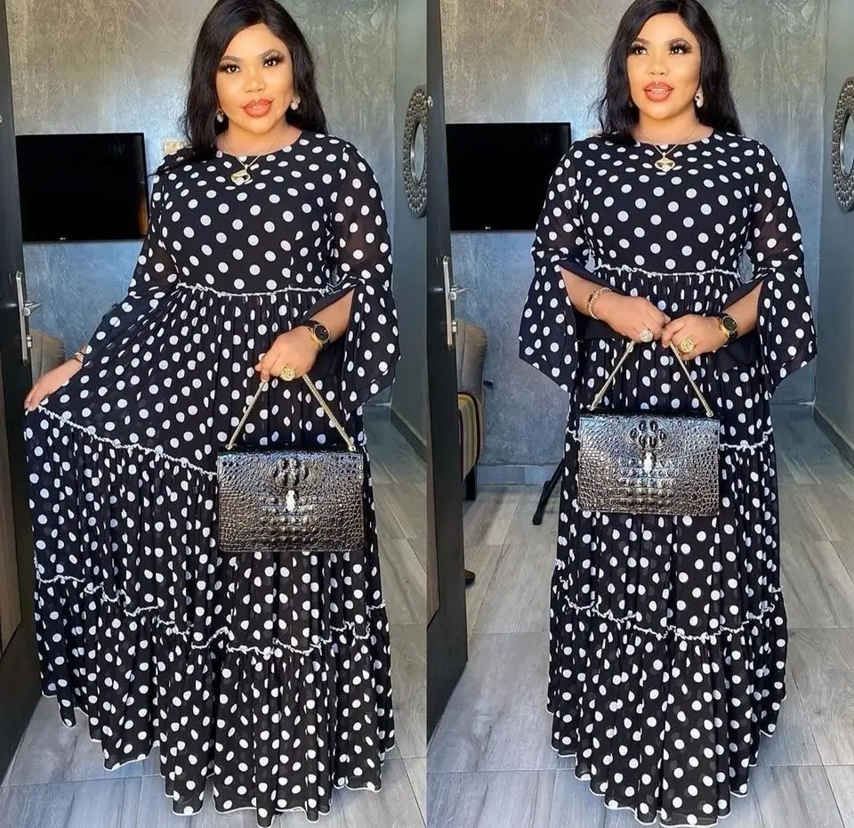 Abaya Dubai Maxi African Design Loose Robe Gowns Muslim Dress Lady Party White Dots Printing European Clothes American Clothing
Abaya Dubai Maxi African Design Loose Robe Gowns Muslim Dress Lady Party White Dots Printing European Clothes American Clothing