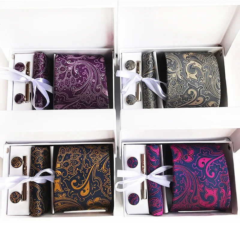 New High-end Men's Tie Gift Set Fashion Paisley Tie Square Scarf Tie Clip Cufflinks Sets Party Wedding Suit Tie Sets Men Gift
New High-end Men's Tie Gift Set Fashion Paisley Tie Square Scarf Tie Clip Cufflinks Sets Party Wedding Suit Tie Sets Men Gift