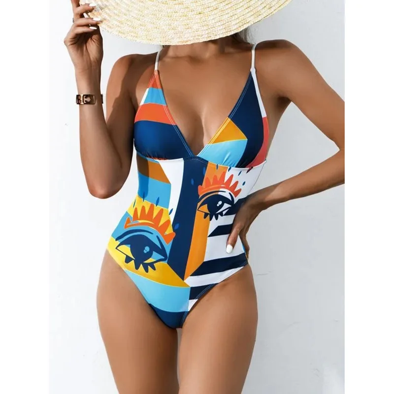 Women Abstract Print One Piece Swimsuit Female V-Neck Vintage Retro Demon Blue Eyes Swimwear
Women Abstract Print One Piece Swimsuit Female V-Neck Vintage Retro Demon Blue Eyes Swimwear