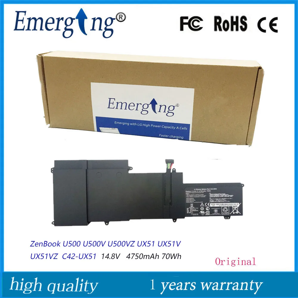 14 8 V 70WH Оригинальный Новый ноутбук Батарея C42 UX51 для ASUS ZenBook U500 U500V U500VZ UX51V