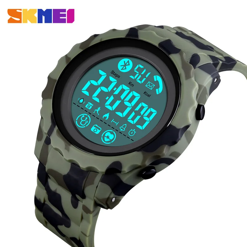 SKMEI Bluetooth Smartwatch спортивные цифровые часы мужские монитор сердечного ритма звонки