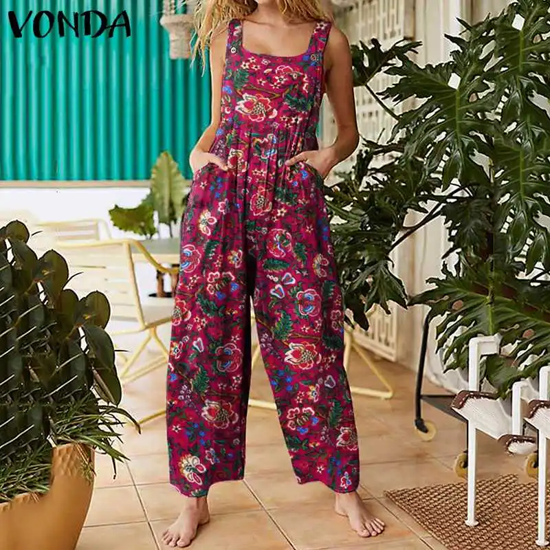Sexy Leopard Printed Rompers VONDA Summer Jumpsuits Women Fashion Sleeveless Straps Wide Leg Pants Female Casual Long Overalls
Sexy Leopard Printed Rompers VONDA Summer Jumpsuits Women Fashion Sleeveless Straps Wide Leg Pants Female Casual Long Overalls