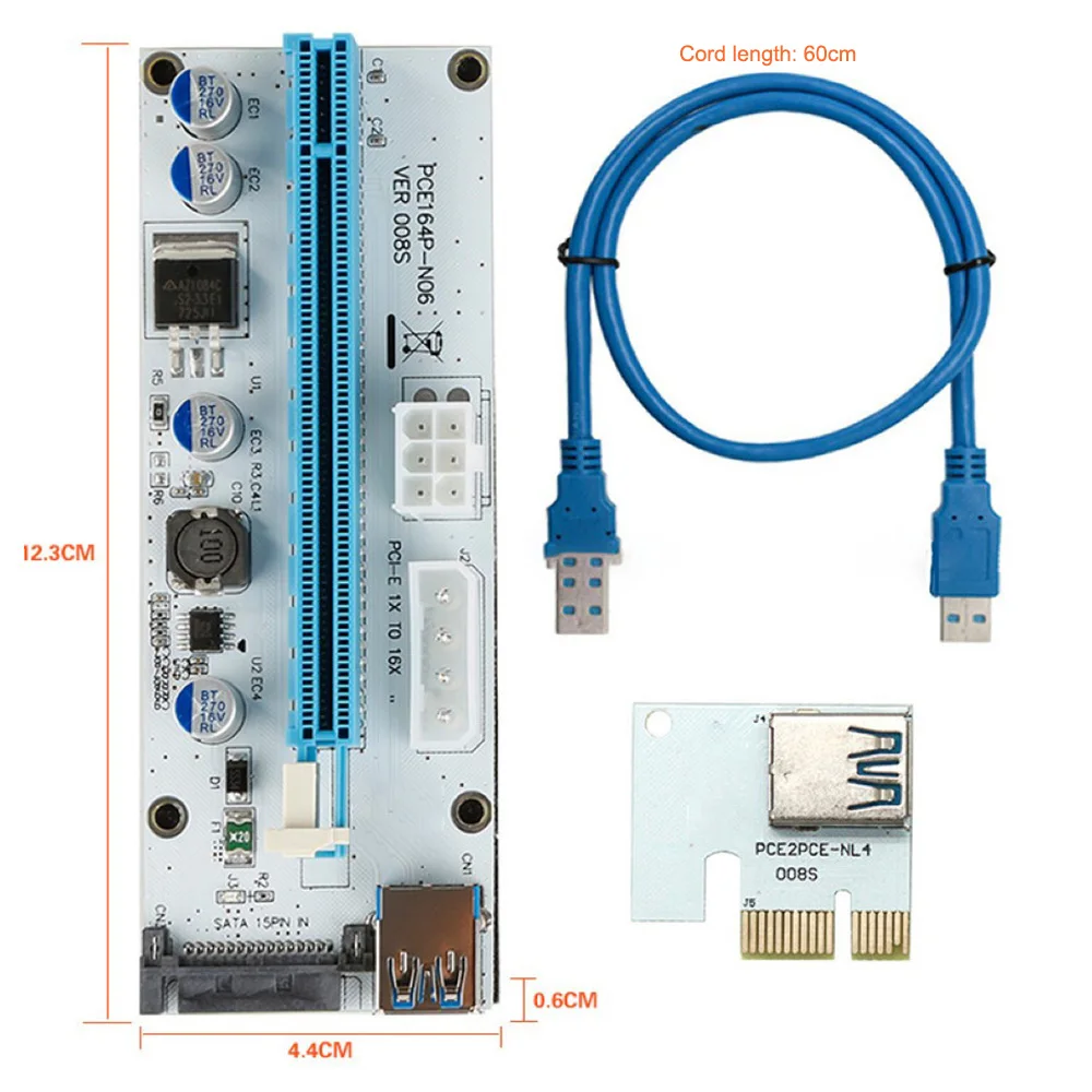 PCI-E 1X to 16X Extender Card Cable USB3.0 PCI-E Riser Adapter Card with LED Indicator for Motherboard with 1X/2X/4X/8X/16X Slot
PCI-E 1X to 16X Extender Card Cable USB3.0 PCI-E Riser Adapter Card with LED Indicator for Motherboard with 1X/2X/4X/8X/16X Slot