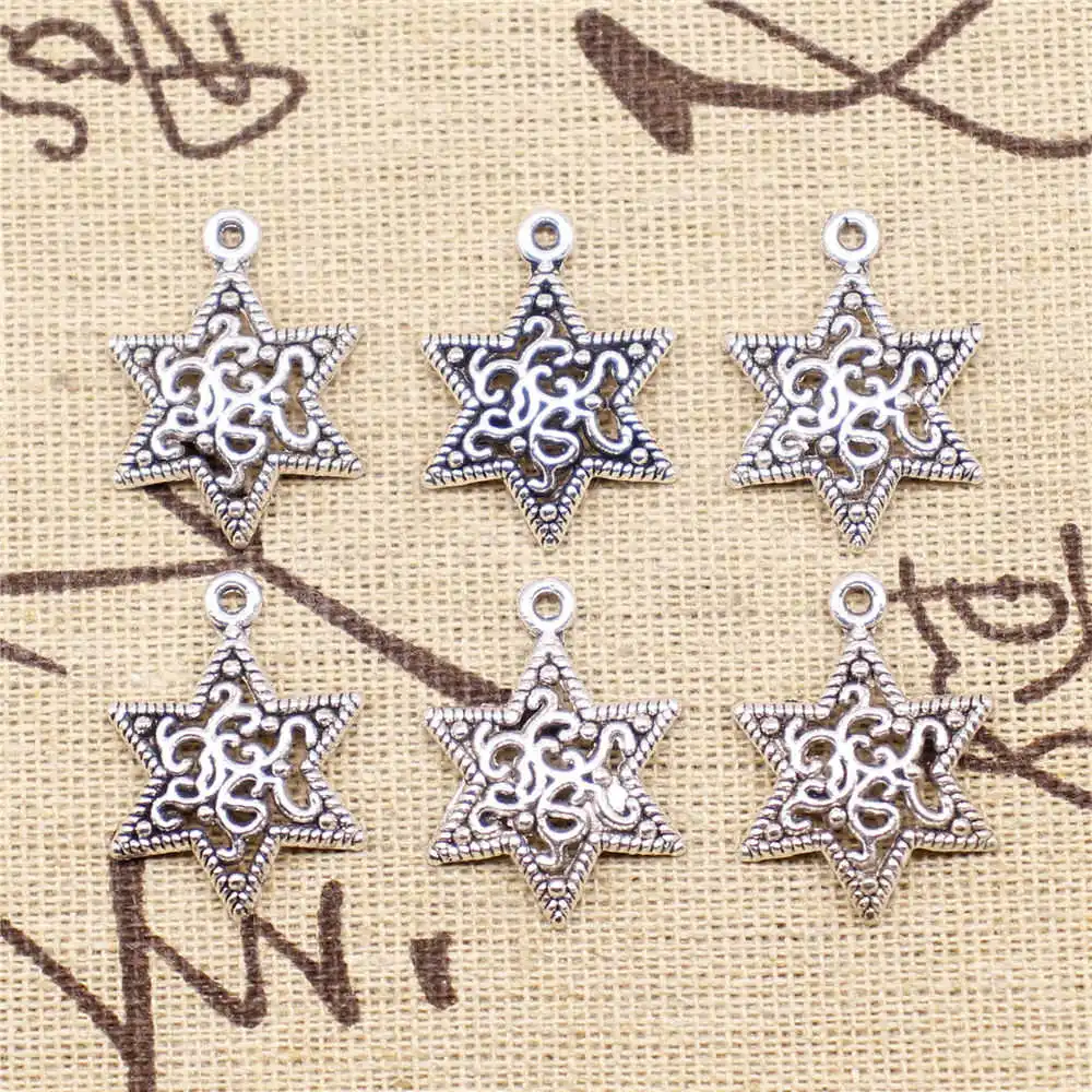 Charms for jewelry making 20pcs 23x17mm antique silver color Carved six-pointed star charms
Charms for jewelry making 20pcs 23x17mm antique silver color Carved six-pointed star charms