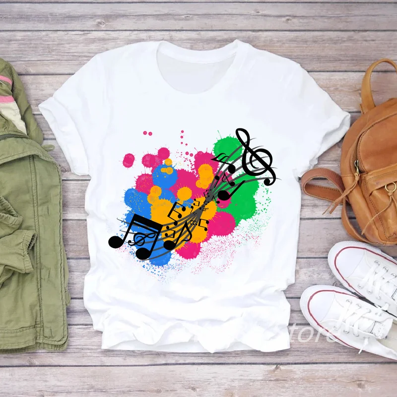 Harajuku Women's White T-shirt Creative Musical Note Printed T Shirt Summer Tee Top Casual Crew Neck Short Sleeve Female Tshirt
Harajuku Women's White T-shirt Creative Musical Note Printed T Shirt Summer Tee Top Casual Crew Neck Short Sleeve Female Tshirt