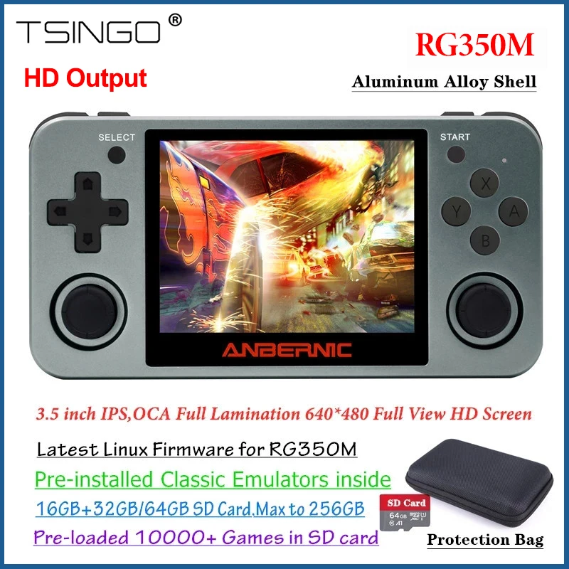 

Игровая Ретро консоль TSINGO RG350M Linux OS, корпус из алюминиевого сплава, 3,5 дюйма IPS экран, HD выход, PS1, симуляторы RG350, видеоплеер