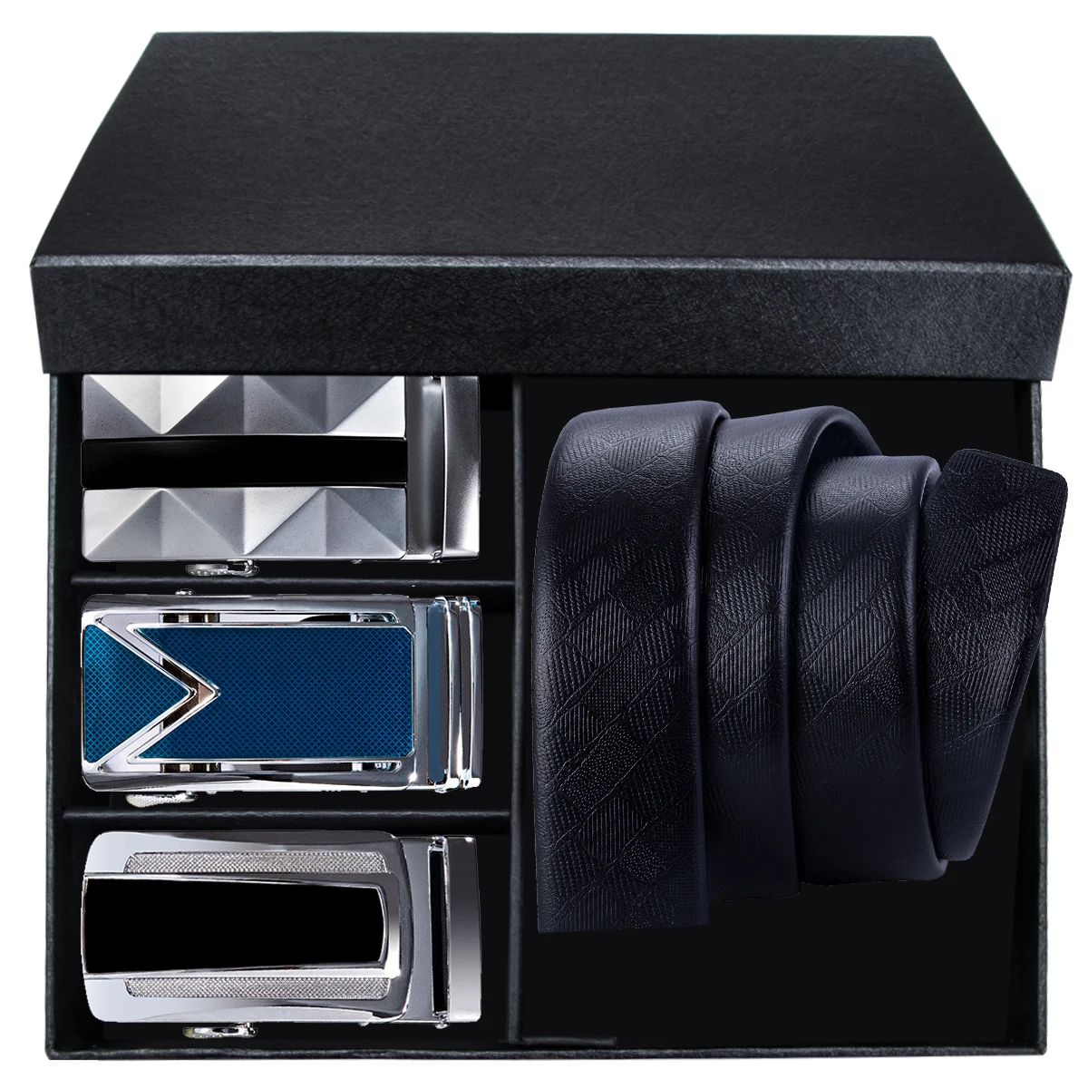 Boxed Mens Belts Black Leather Men Belt 3 Metal Automatic Buckles 1 Ratchet Strap for Dress Jeans Dad Son Gift Waistband Big Fat
Boxed Mens Belts Black Leather Men Belt 3 Metal Automatic Buckles 1 Ratchet Strap for Dress Jeans Dad Son Gift Waistband Big Fat