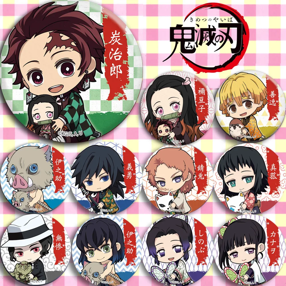 11 шт./лот аниме демон убийца Kimetsu без Yaiba значок Tanjirou Nezuko Zenitsu Inosuke Giyuu Muzan игрушка