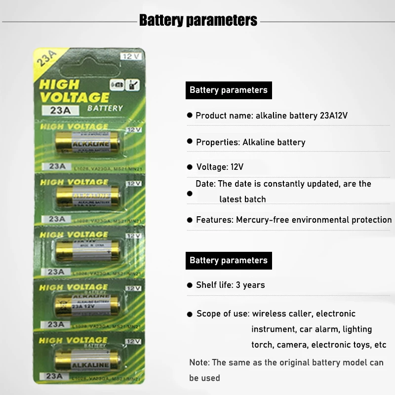 15pcs/3pack 23A Batteries 12V Alarm-Remote Primary Dry Alkaline Battery 21/23 23GA A23 A-23 GP23A RV08 LRV08 E23A V23GA
15pcs/3pack 23A Batteries 12V Alarm-Remote Primary Dry Alkaline Battery 21/23 23GA A23 A-23 GP23A RV08 LRV08 E23A V23GA