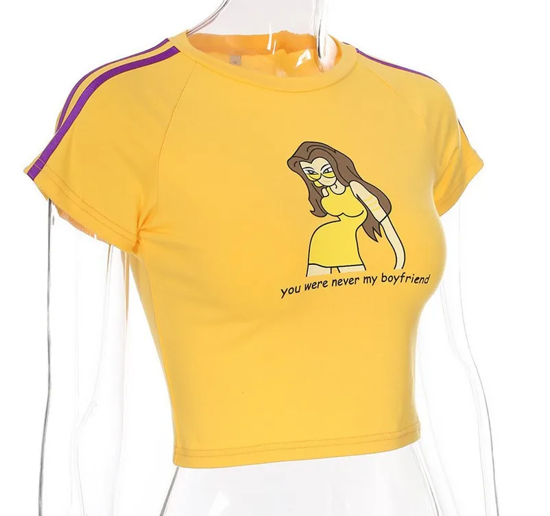Новая женская футболка контрастных цветов с коротким рукавом и надписью |