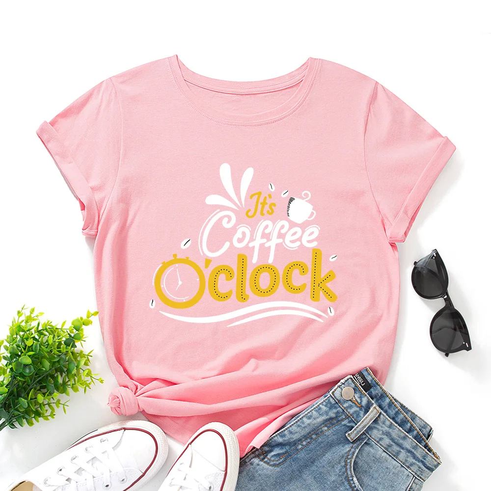 Women's T-shirts Plus Size 5XL Summer Crewneck Short Sleeve Cotton Basic Tee Shirt Funny Graphic Ladies Tops It's Coffee O'clock
Women's T-shirts Plus Size 5XL Summer Crewneck Short Sleeve Cotton Basic Tee Shirt Funny Graphic Ladies Tops It's Coffee O'clock