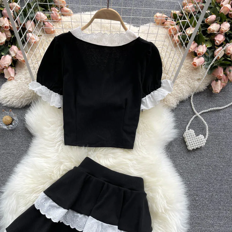 Japanese Kawaii Style Suit 2021Summer New Female Short Tops + half skirt Two-piece Sets
Japanese Kawaii Style Suit 2021Summer New Female Short Tops + half skirt Two-piece Sets
