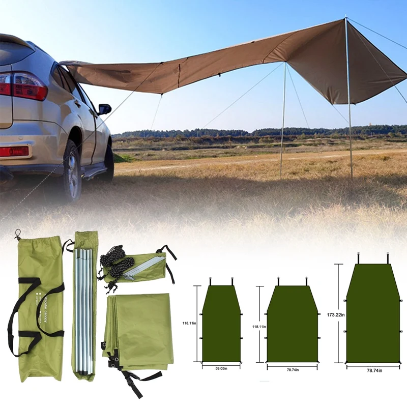 Portable Car Shelter, Camping Side Awning Car Sun Shade Sail Canopy Roof Top Tent for Caravan, Outdoor, SUV
Portable Car Shelter, Camping Side Awning Car Sun Shade Sail Canopy Roof Top Tent for Caravan, Outdoor, SUV