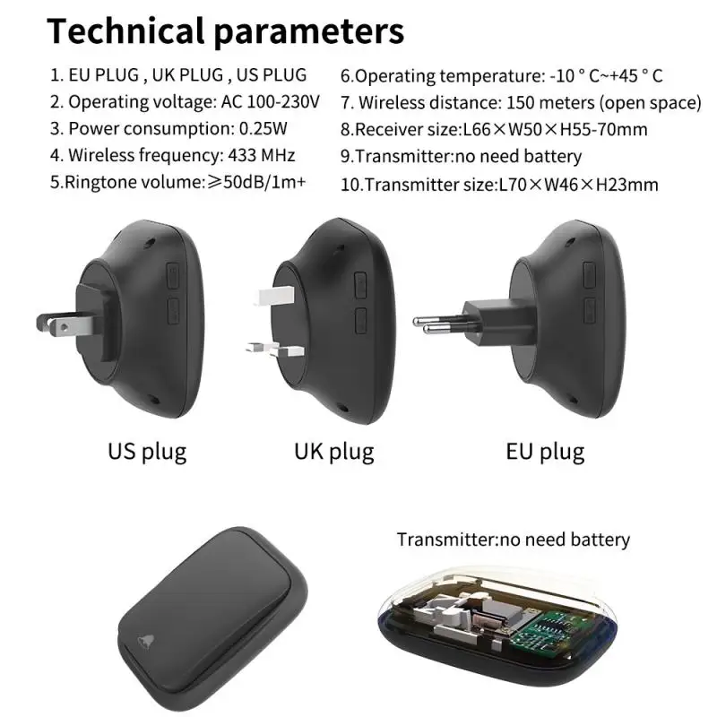 Home Welcome Doorbell Intelligent Wireless Doorbell Waterproof 150M Remote EU UK US Plug smart Door Bell Chime with 1 Receiver
Home Welcome Doorbell Intelligent Wireless Doorbell Waterproof 150M Remote EU UK US Plug smart Door Bell Chime with 1 Receiver