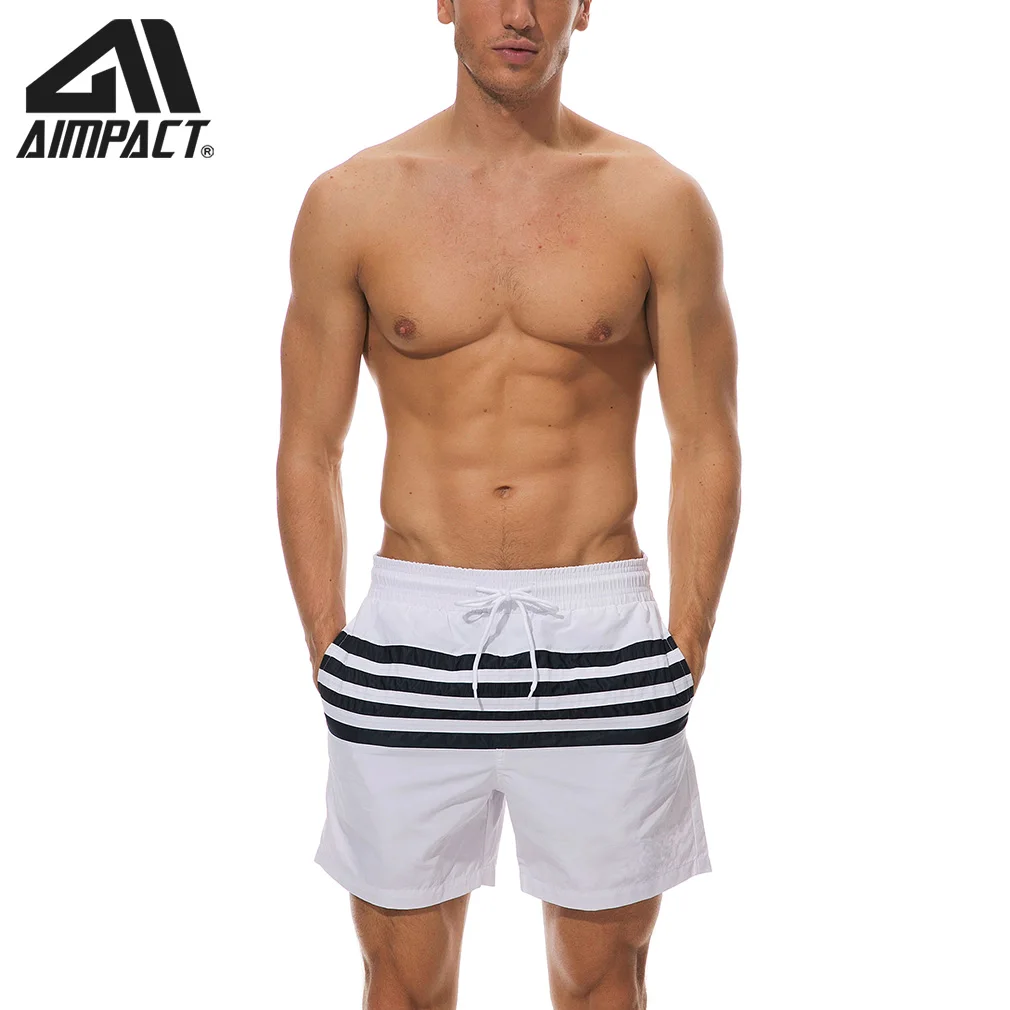 

Men's Jogger Shorts Bath Suits Striped Beach Shorts Surf Swim Short Trunks Quick Dry Boardshorts with Drawstring for Men AM2301