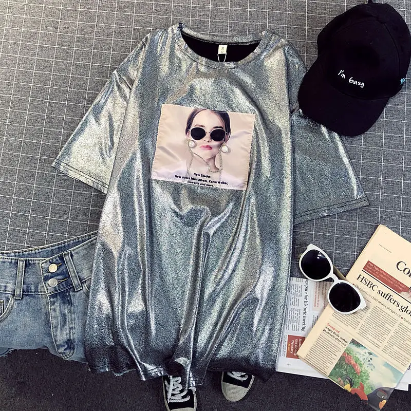 Ice silk Beaded short sleeve t-shirt female 2021 new summer student loose medium length t-shirt female
Ice silk Beaded short sleeve t-shirt female 2021 new summer student loose medium length t-shirt female