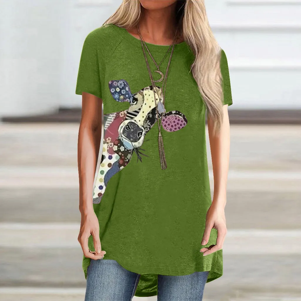 Fashion Blouse Women Summer Plus Size Loose Cartoon Animal Printed O-Nock Short Sleeve Shirts Pullover Tops
Fashion Blouse Women Summer Plus Size Loose Cartoon Animal Printed O-Nock Short Sleeve Shirts Pullover Tops