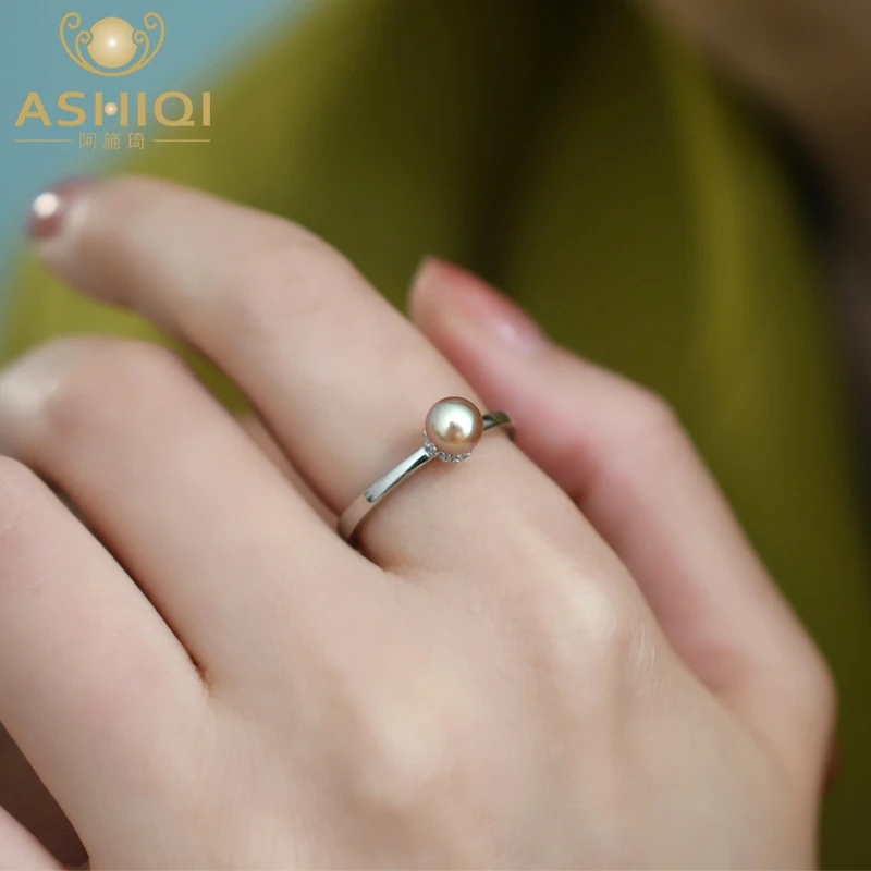 ASHIQI Natural Freshwater Pearl 925 Sterling Silver Glitter Diamond Ring Fashion Jewelry for Women Gift
ASHIQI Natural Freshwater Pearl 925 Sterling Silver Glitter Diamond Ring Fashion Jewelry for Women Gift