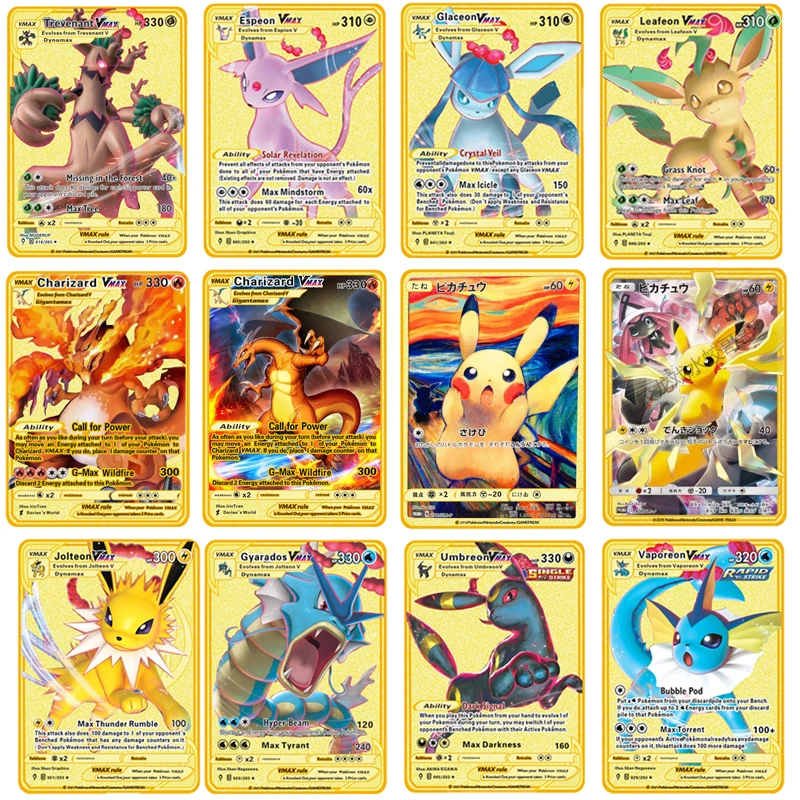 Новинка 2021, игровые карты Pokemon, металлические карты Vmax, Пикачу, венузавр, гренинджа, золотой V-образный вырез, коллекционный подарок для детей
Новинка 2021, игровые карты Pokemon, металлические карты Vmax, Пикачу, венузавр, гренинджа, золотой V-образный вырез, коллекционный подарок для детей