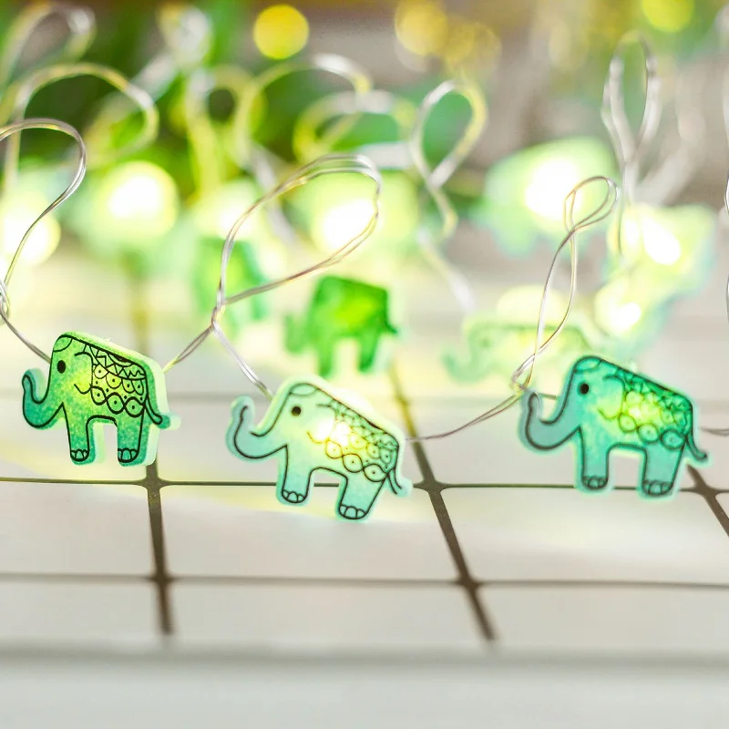 

2m 20LED Elephant Fairy Lights Battery Operated String Light Copper Wire String Lights Christmas Garland Wedding Party Decor
