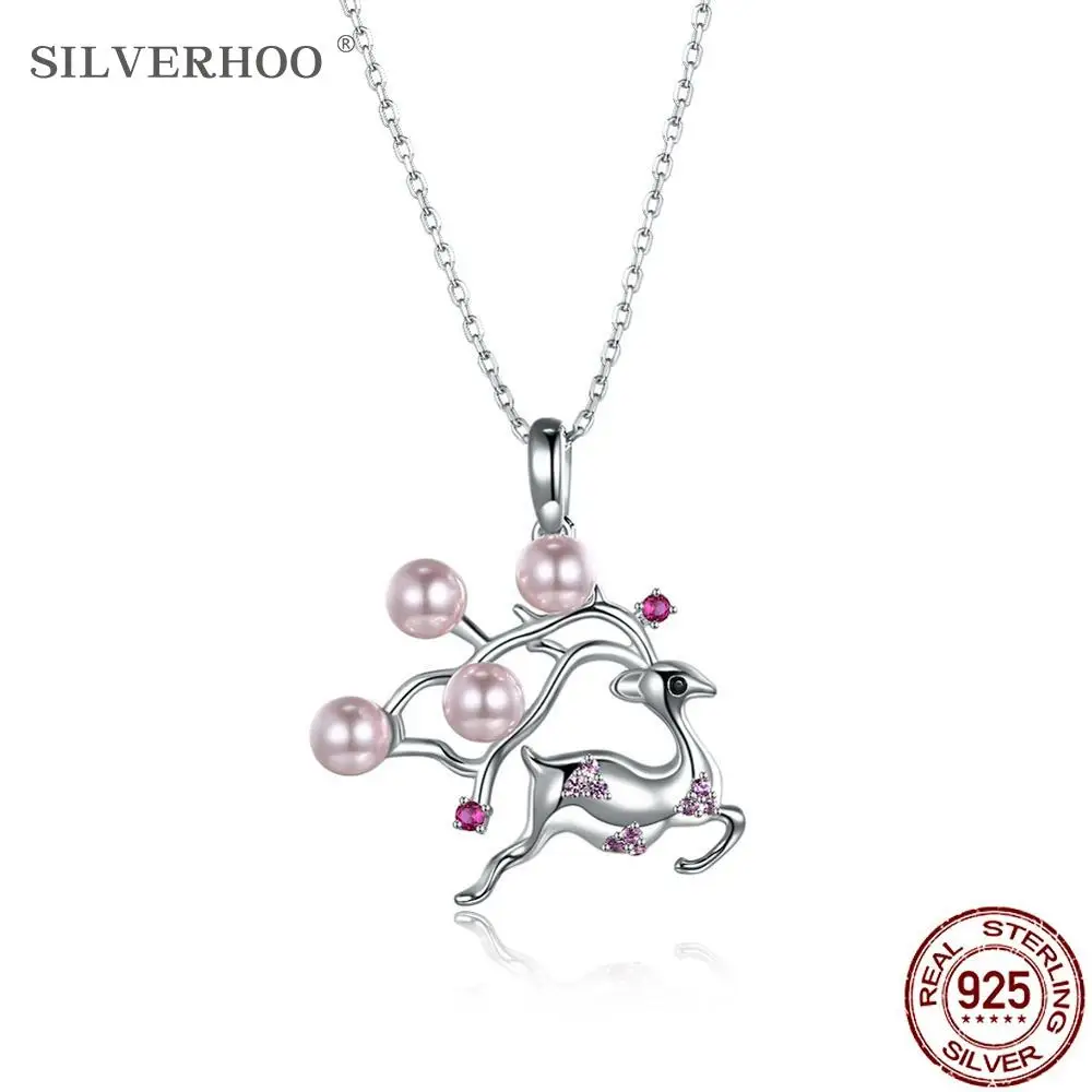 SILVERHOO 925 Sterling Silver Pendant Necklaces Christmas Sika Deer Personality Artificial Pearl Women Necklace Party Jewelry
SILVERHOO 925 Sterling Silver Pendant Necklaces Christmas Sika Deer Personality Artificial Pearl Women Necklace Party Jewelry