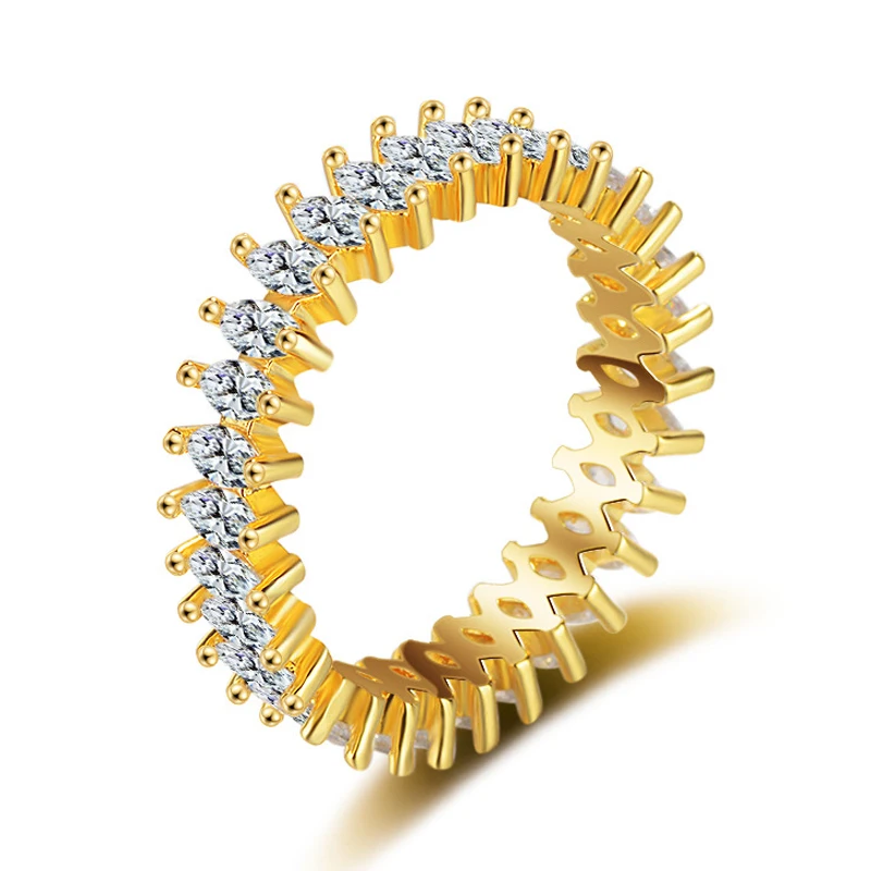 100% 925 Sterling Silver 18K Gold Plated Wedding Rings For Women Sparkling 1 Row Horse Eye Zircon Party Fine Jewelry Gifts
100% 925 Sterling Silver 18K Gold Plated Wedding Rings For Women Sparkling 1 Row Horse Eye Zircon Party Fine Jewelry Gifts