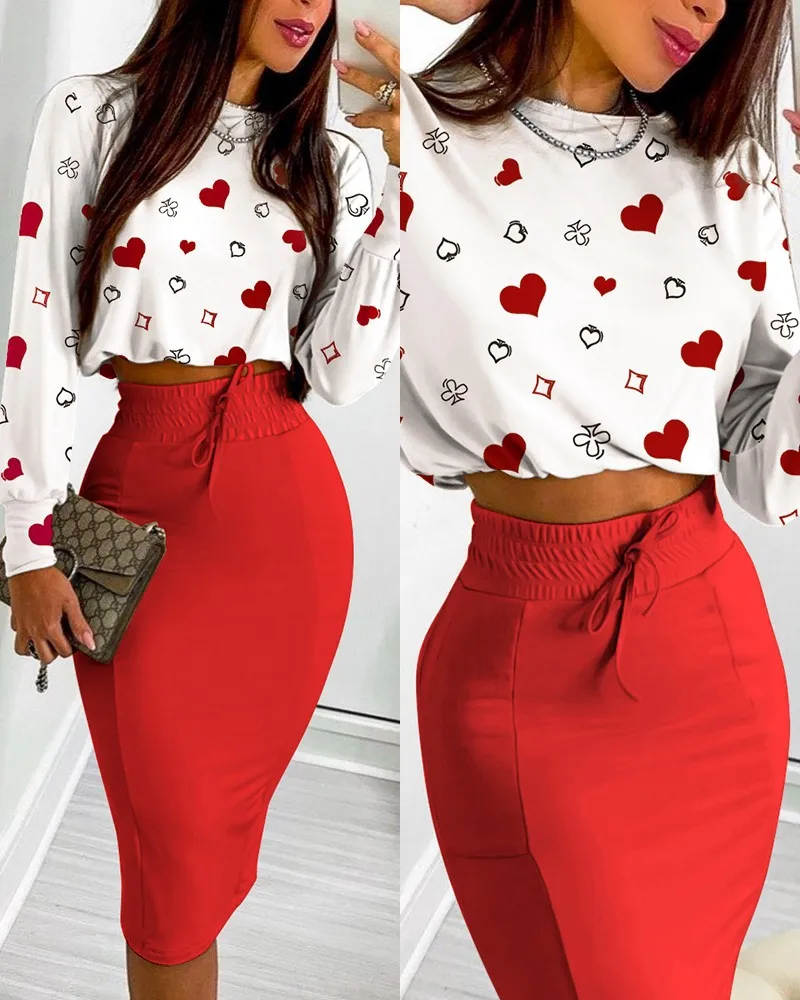 Autumn Two Piece Set Women Fashion Printing Long Sleeve Tshirt Skirt Suit Ladies Casual Two Piece Suit
Autumn Two Piece Set Women Fashion Printing Long Sleeve Tshirt Skirt Suit Ladies Casual Two Piece Suit