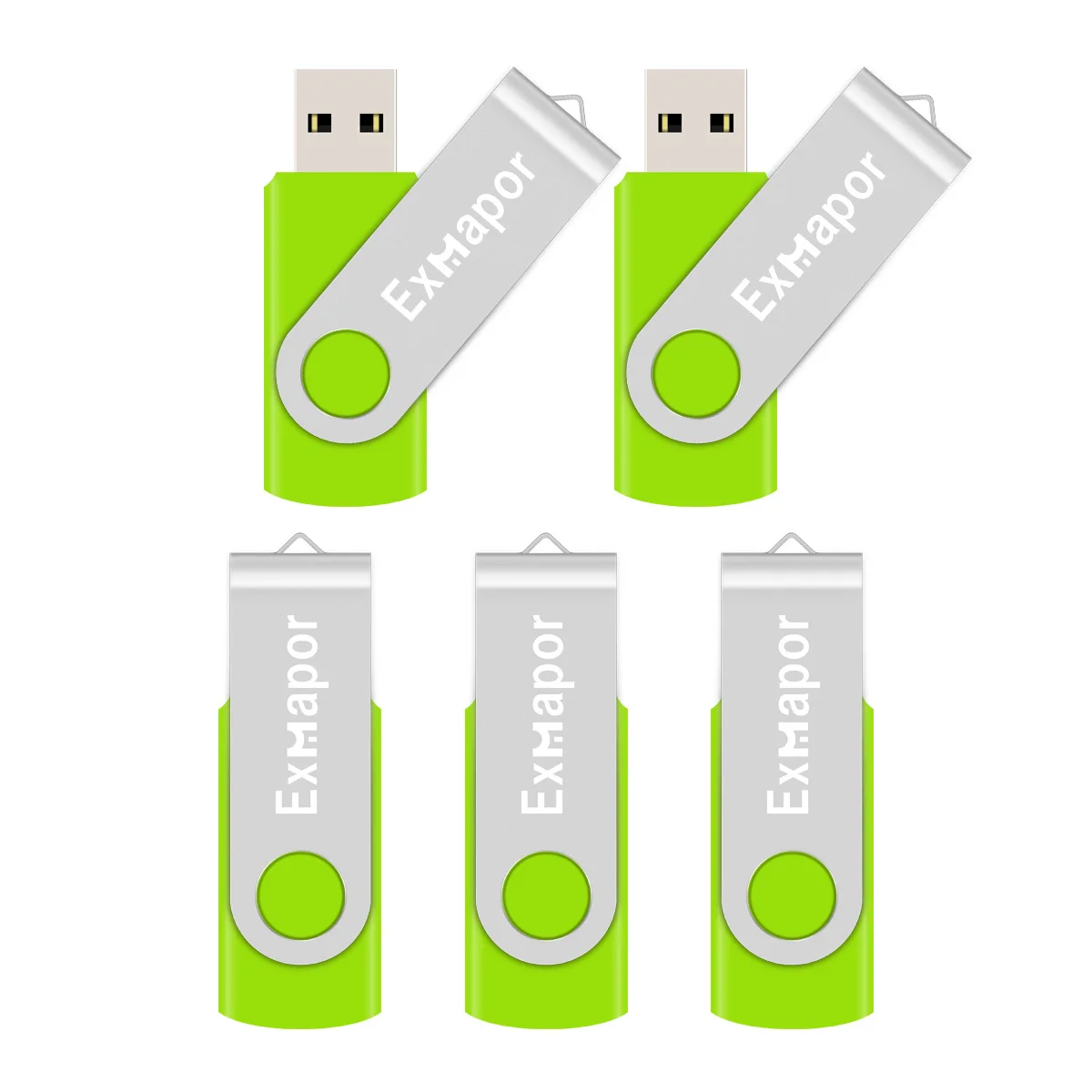 

32GB Flash Drive 5 Pack, Exmapor Thumb Drive 16 GB Bulk Memory Stick Pendrive 8 Gig USB Drive 2.0 Metal Jump Drive 4GB Green