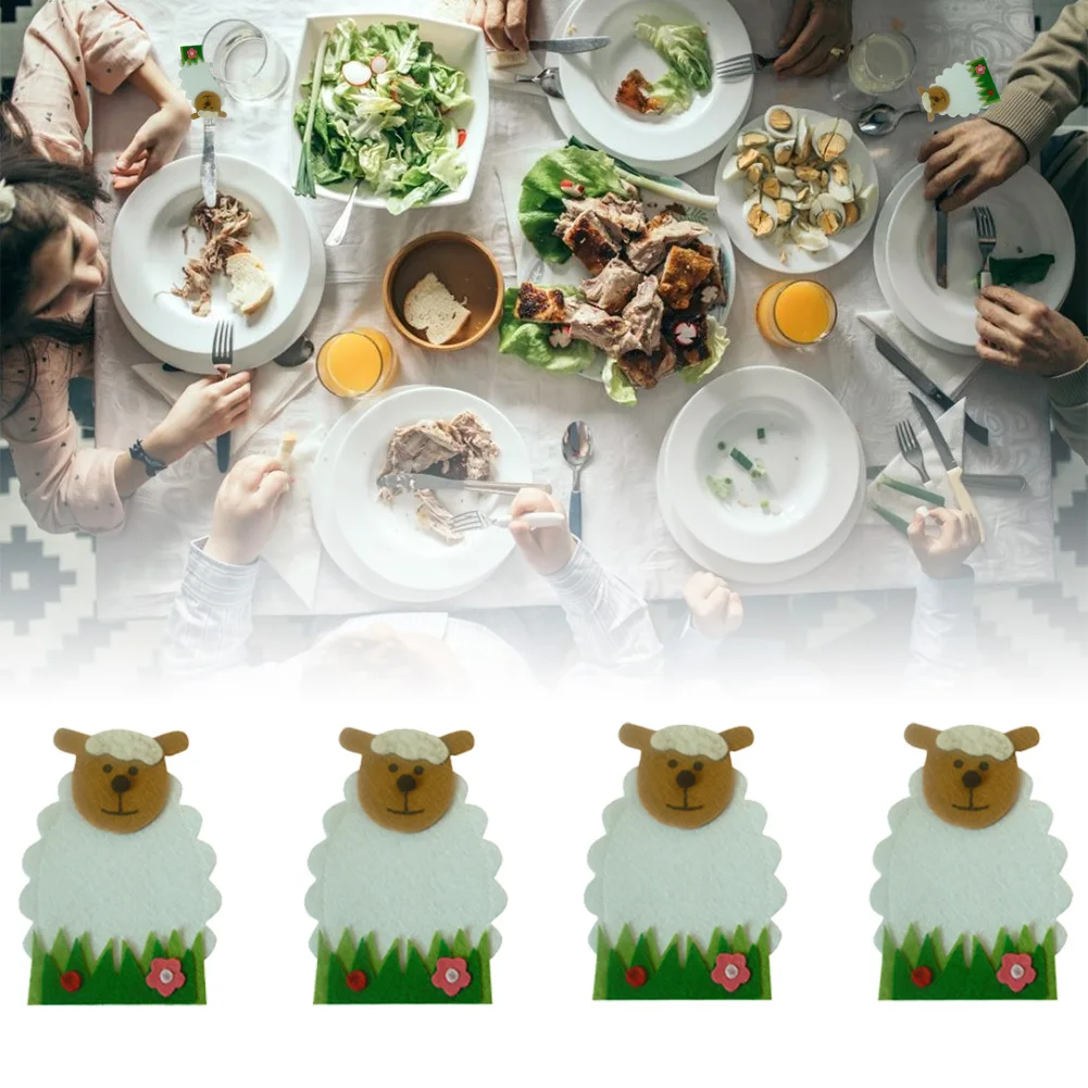4Pcs/Pack Cartoon Sheep Knife And Fork Bags Non-woven Tableware Covers Easter Party Decoration Table Ornaments
4Pcs/Pack Cartoon Sheep Knife And Fork Bags Non-woven Tableware Covers Easter Party Decoration Table Ornaments
