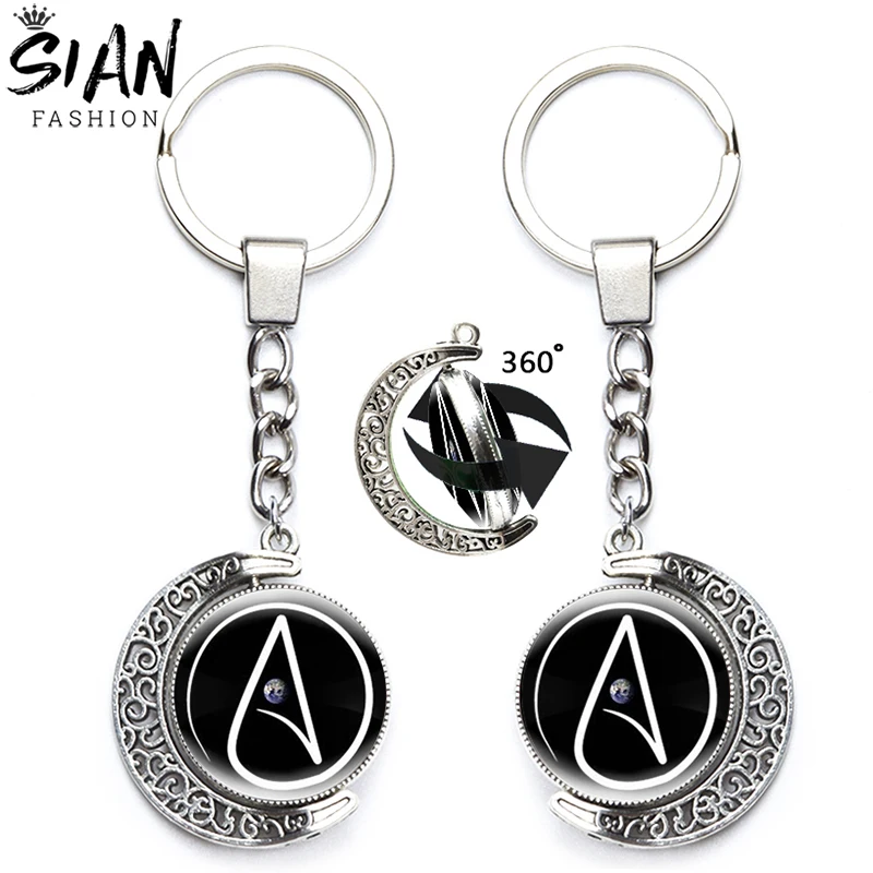 Atheist Atheism Symbol Moon Pendant Keychains Holder Key Chains 360 Degrees Rotated Glass Keyrings Atheism No Religion Jewelry
Atheist Atheism Symbol Moon Pendant Keychains Holder Key Chains 360 Degrees Rotated Glass Keyrings Atheism No Religion Jewelry