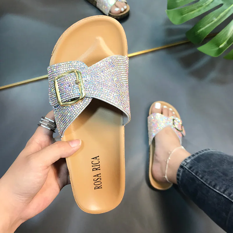 Cork Bottom Rhinestone One Word with Women Slippers 2021 Summer Bling Ladies Sandals Buckle Platform Outdoor Beach Female Slides
Cork Bottom Rhinestone One Word with Women Slippers 2021 Summer Bling Ladies Sandals Buckle Platform Outdoor Beach Female Slides