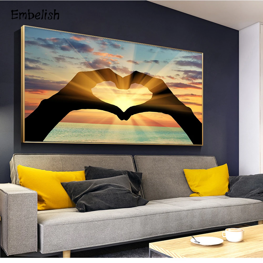 

Embelish 5 Pieces HD Print Canvas Paintings Sunset Heart Shape Landscape Wall Posters Home Decor Modular Pictures Of Living Room