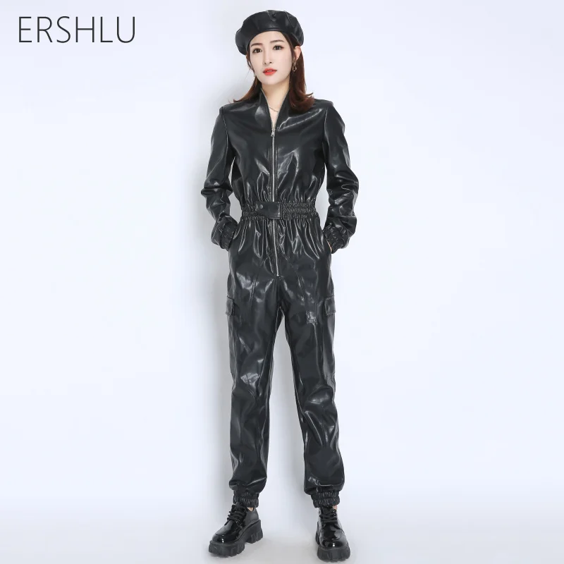 ERSHLU 2021 New Women's Leather Jacket Cool Female Leather Trench Coat Long Sleeve Lapel Loose Women Clothing Streetwear
ERSHLU 2021 New Women's Leather Jacket Cool Female Leather Trench Coat Long Sleeve Lapel Loose Women Clothing Streetwear