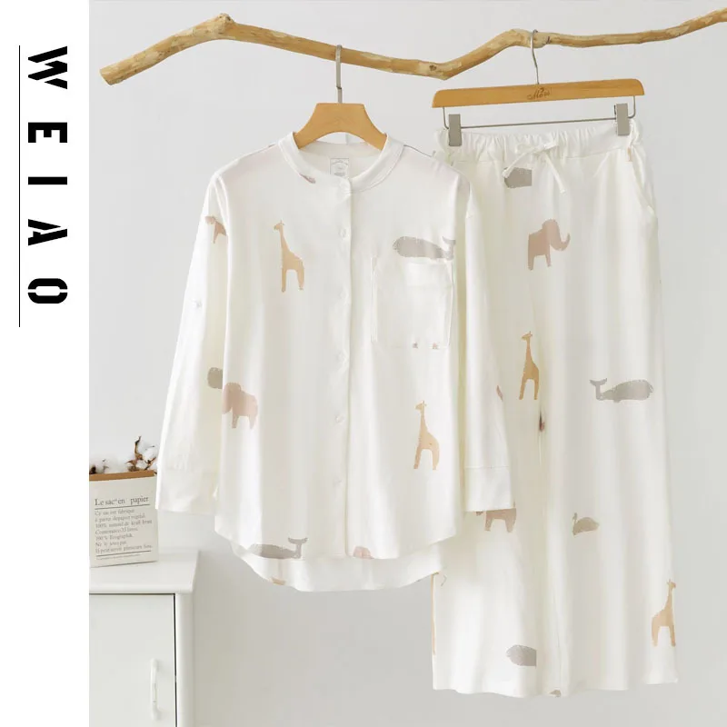 New style printed suits, ladies small animal cotton pajamas, autumn style long sleeves, trousers suits, women's casual home wear
New style printed suits, ladies small animal cotton pajamas, autumn style long sleeves, trousers suits, women's casual home wear