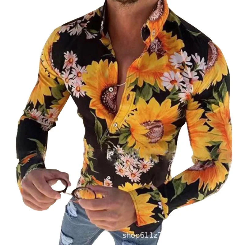 Mens Shirts Autumn Winter Men's Sunflower Flower Print Casual Turn-down Collar Long Sleeve Lapel Shirt 2021 New Men's Shirt
Mens Shirts Autumn Winter Men's Sunflower Flower Print Casual Turn-down Collar Long Sleeve Lapel Shirt 2021 New Men's Shirt