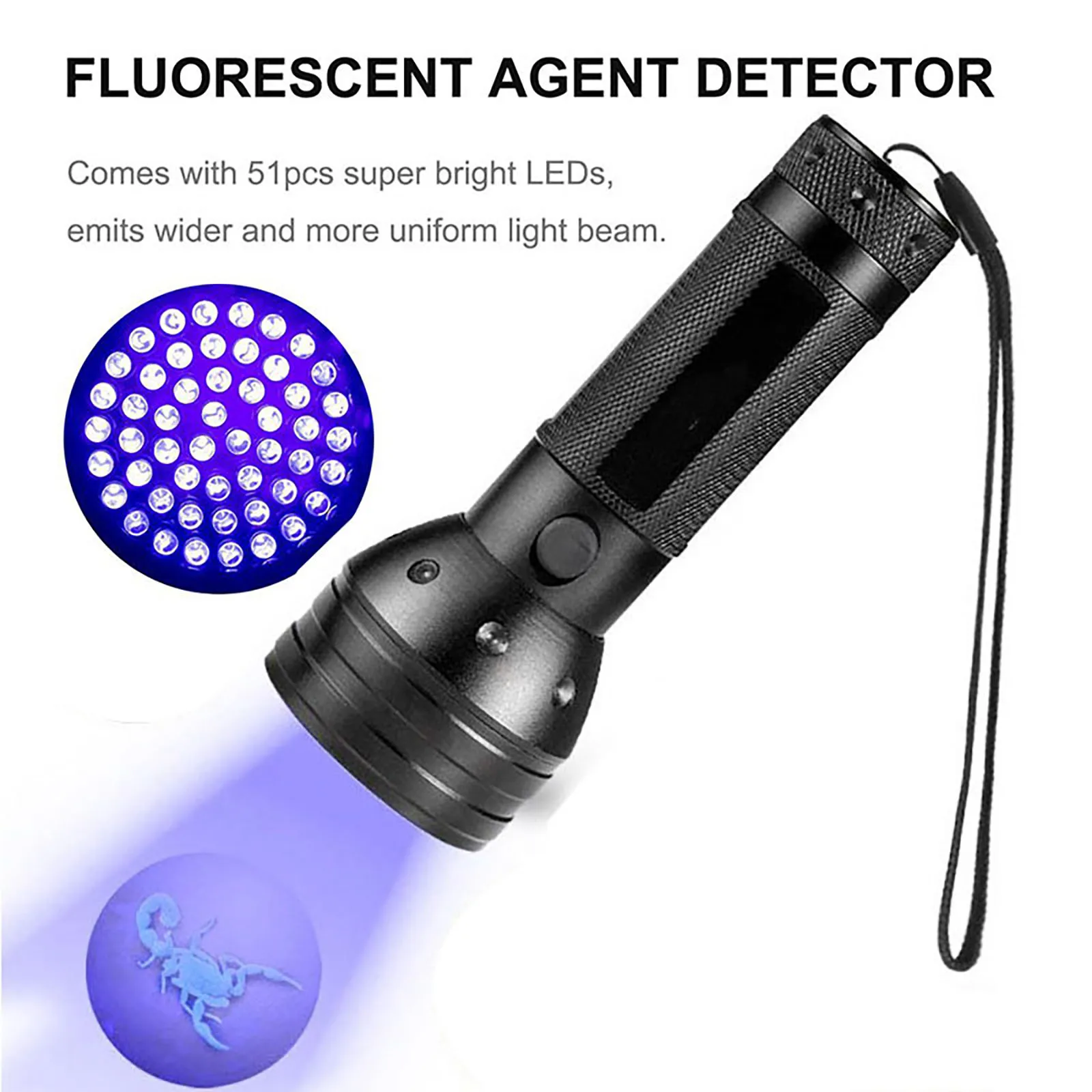 51 LED UV Black Light Flashlight Rechargeable Blacklight Pet Urine Scorpion Detector Money Lights Urine Bed Bug Eliminator
51 LED UV Black Light Flashlight Rechargeable Blacklight Pet Urine Scorpion Detector Money Lights Urine Bed Bug Eliminator